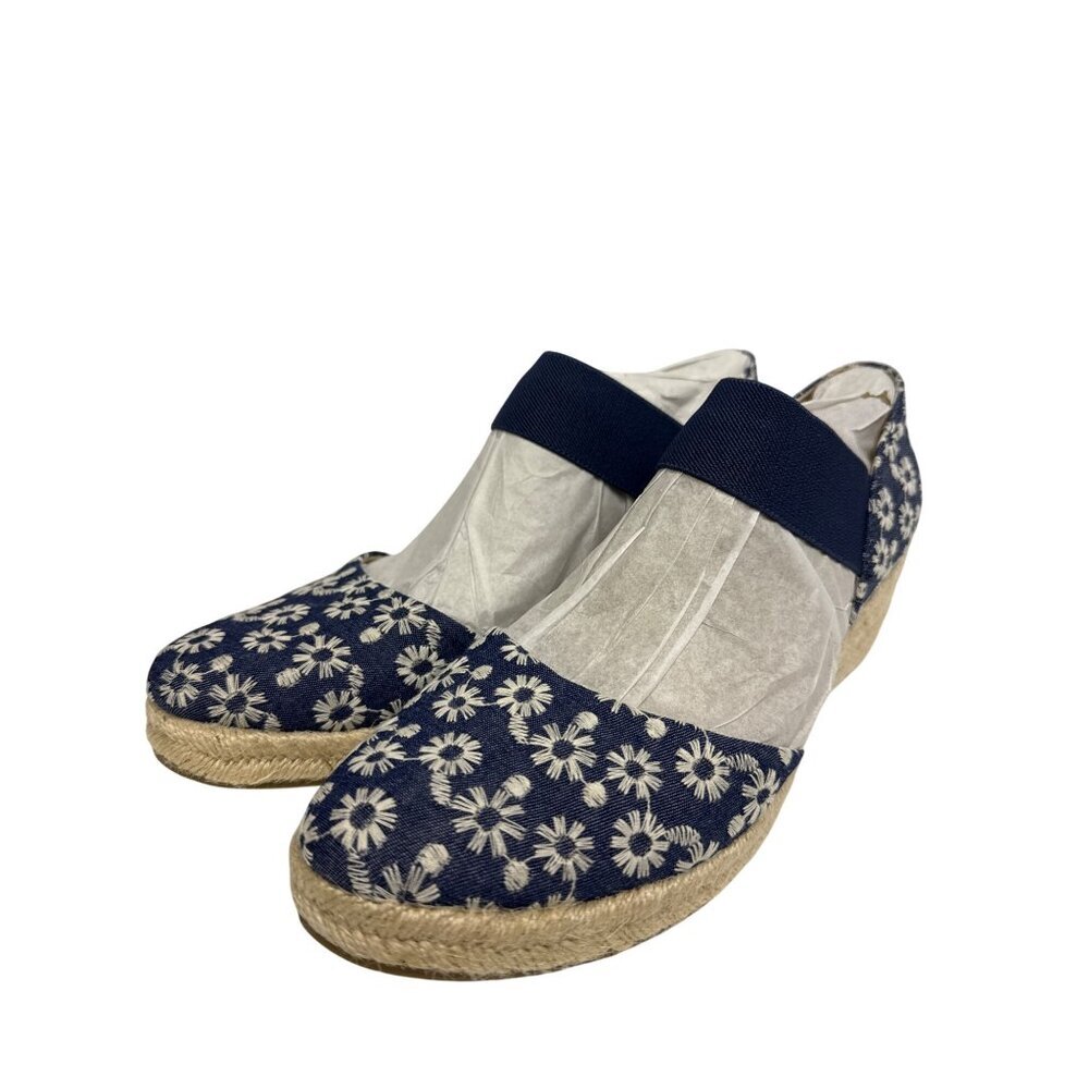 Lifestride Kaylee Women's Shoes Espadrille Blue White Daisy Floral Wedge 9.5 — image 4 of 8